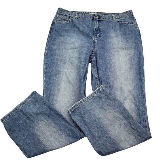 Tommy Hilfiger Pants Womens 16 Blue Bootcut High Rise Cotton Button Denim Jeans - Picture 1 of 16